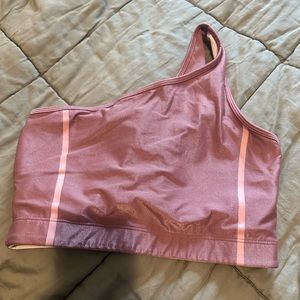 Live! Shine purple one shoulder sports bra size large